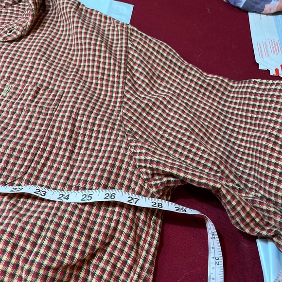 Y2K Abercrombie & Fitch men XL Red Tan checkered Shirt Long Sleeve Pocket Cotton - Picture 8 of 16